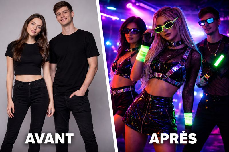 avant apres transformation d une tenue basique en outfit rave