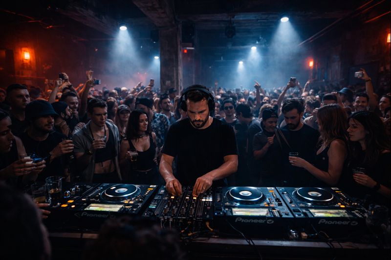 scene club techno en suisse avec public et dj